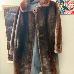 1950 Luxurious Brown Vegan Fur Coat